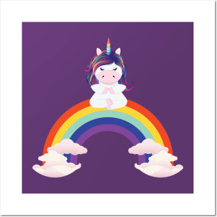 Unicorn rainbow meditation Posters and Art